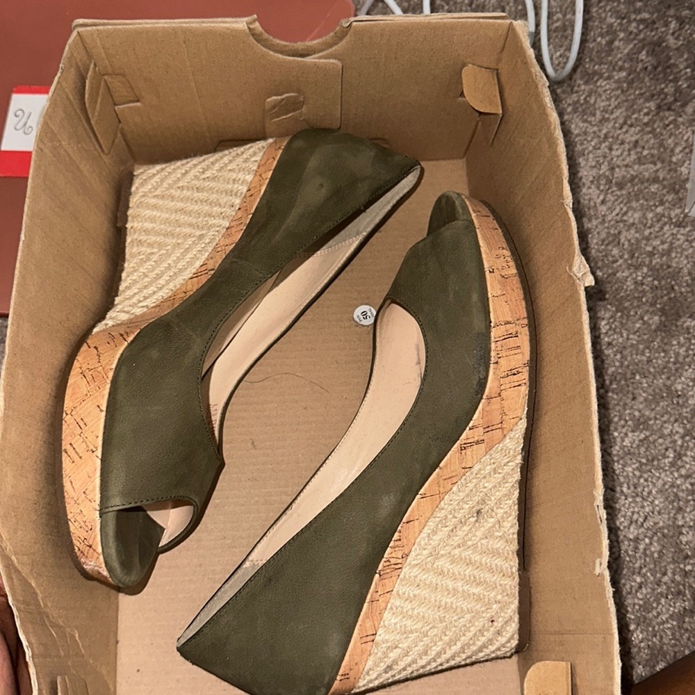 Cole haan, suede peep, toe wedges